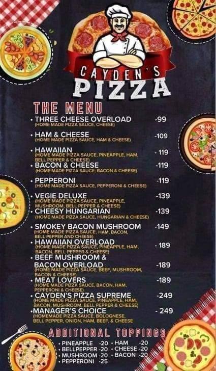 Cayden's Pizza меню