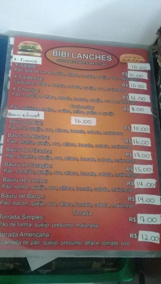 BiBi lanches Rio Grande RS меню