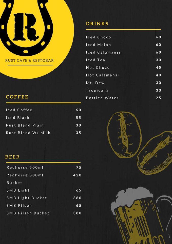 Rust Cafe/ Restobar меню