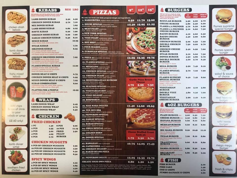 Flames Pizza & Grill меню