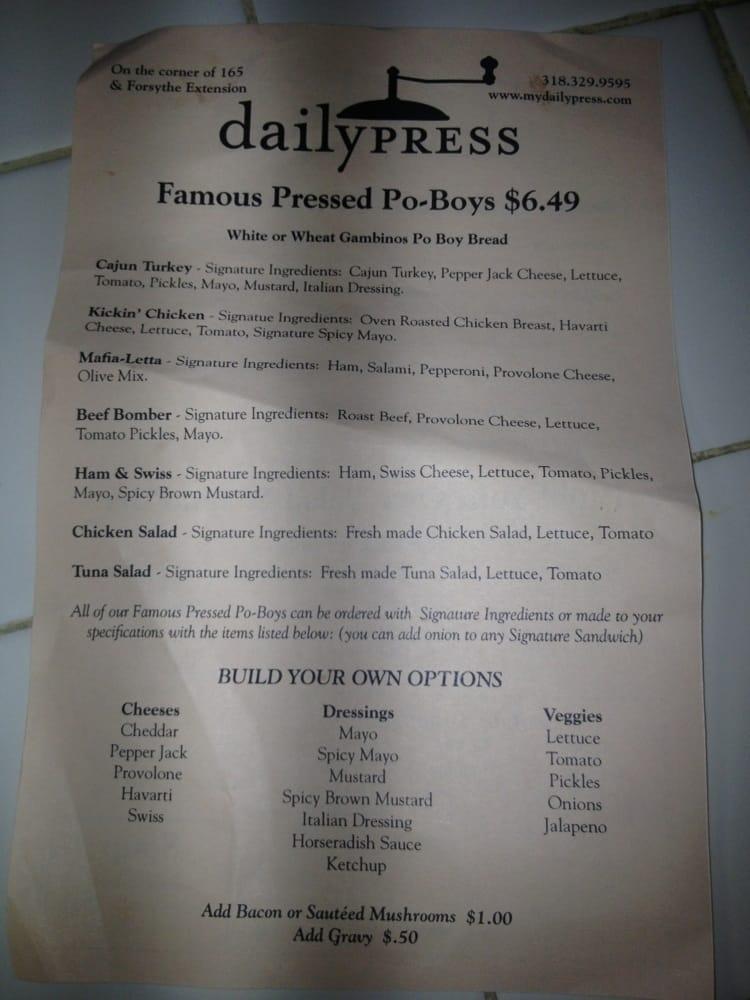 Daily Press меню