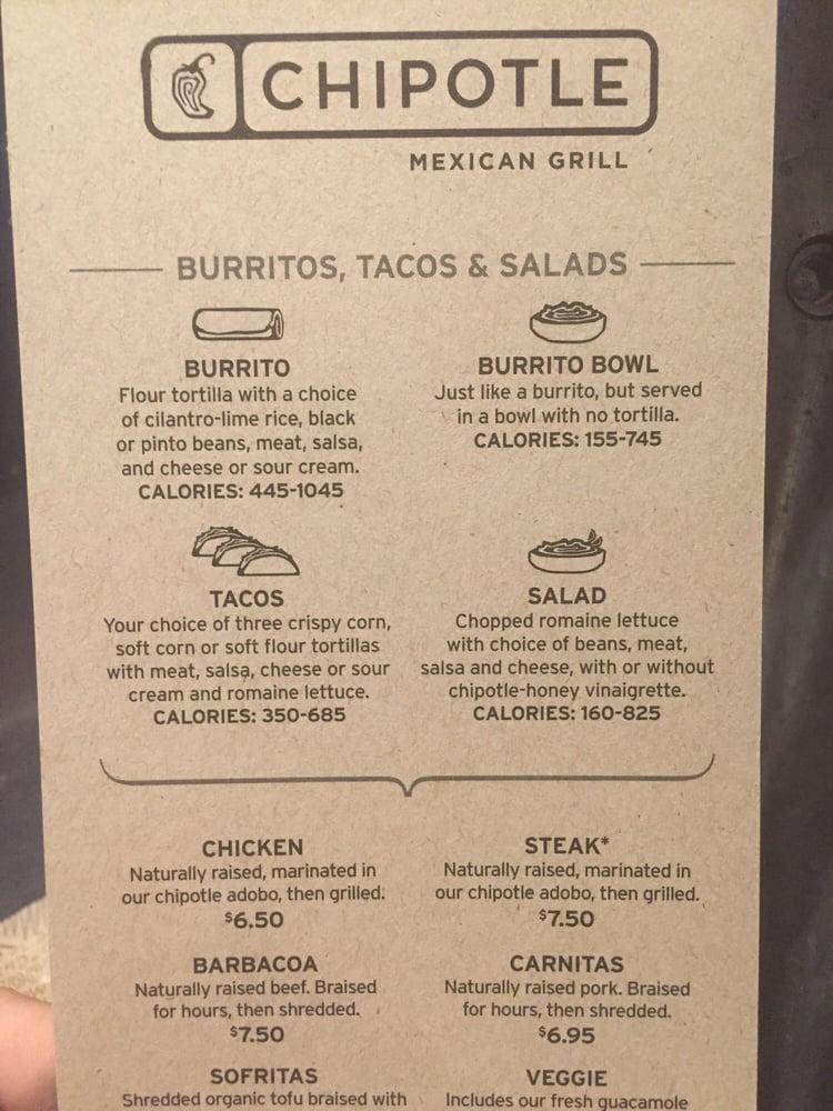 Chipotle Mexican Grill меню