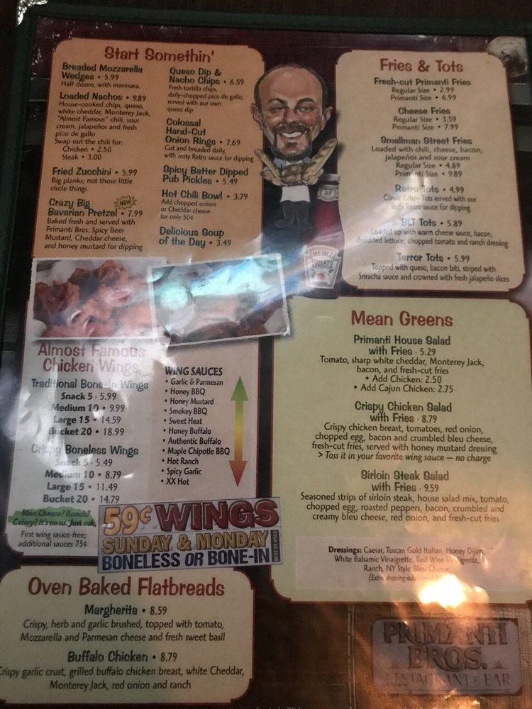 Primanti's меню