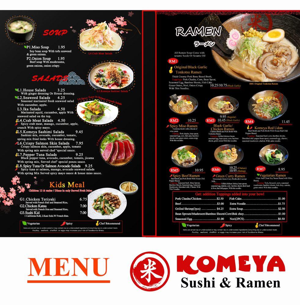 Komeya sushi and ramen меню