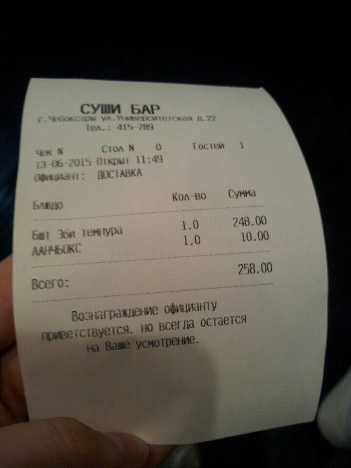 Sushi bar меню