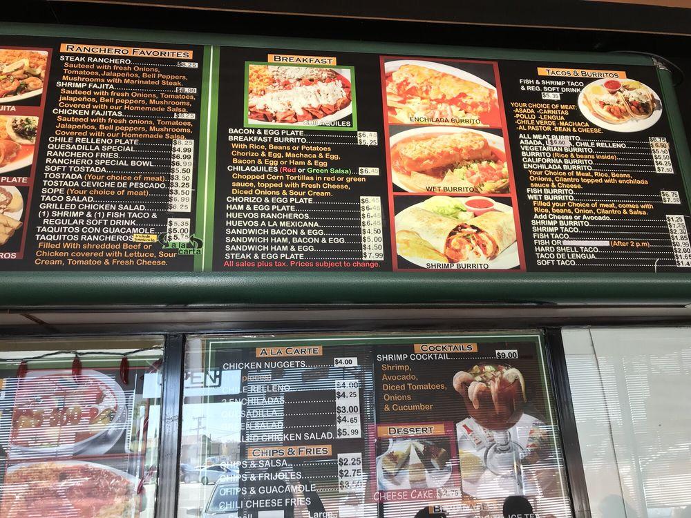 El Ranchero Restaurant меню
