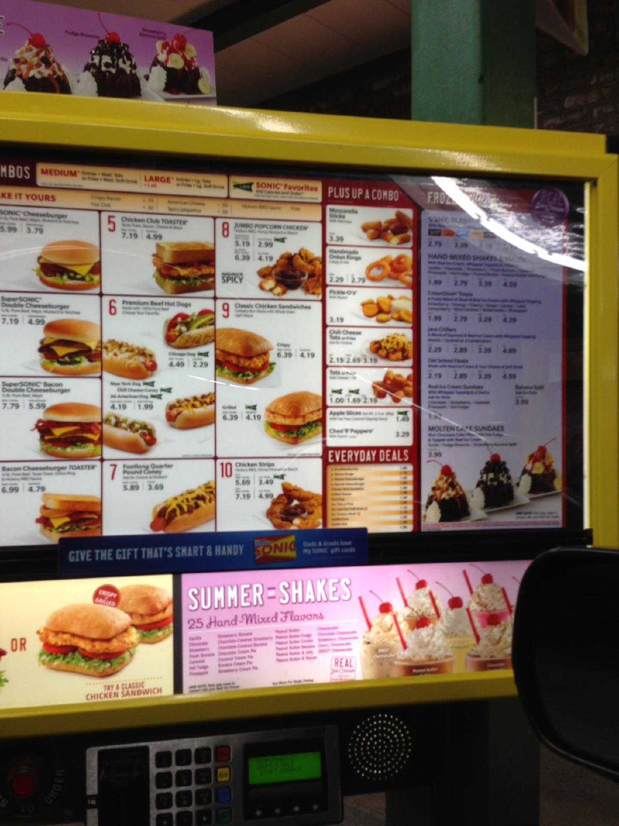 Sonic Drive-In меню