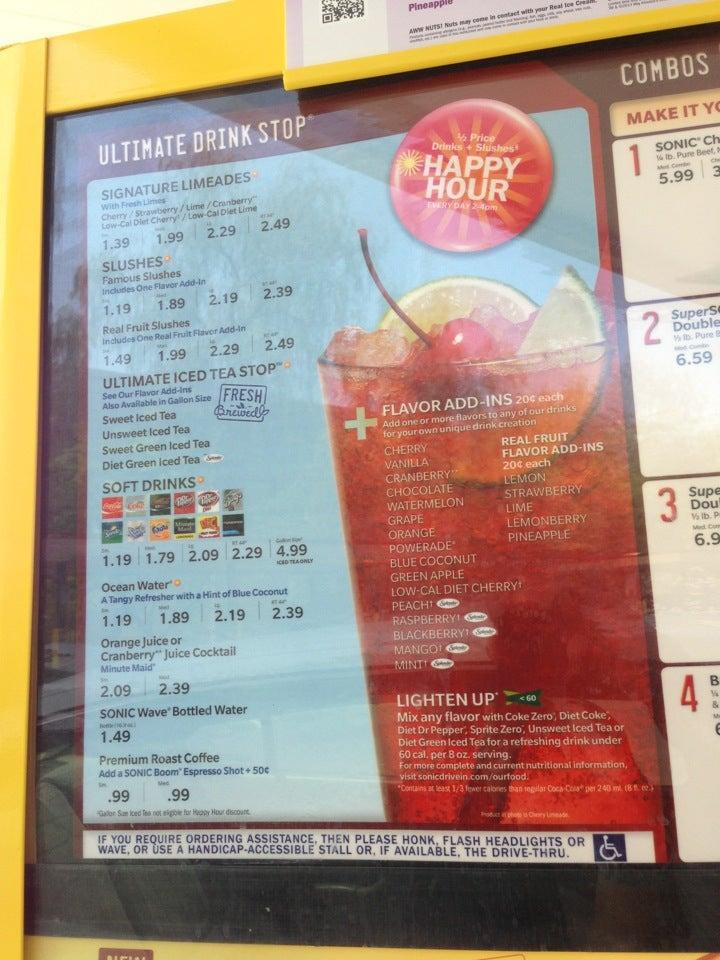 Sonic Drive-In меню