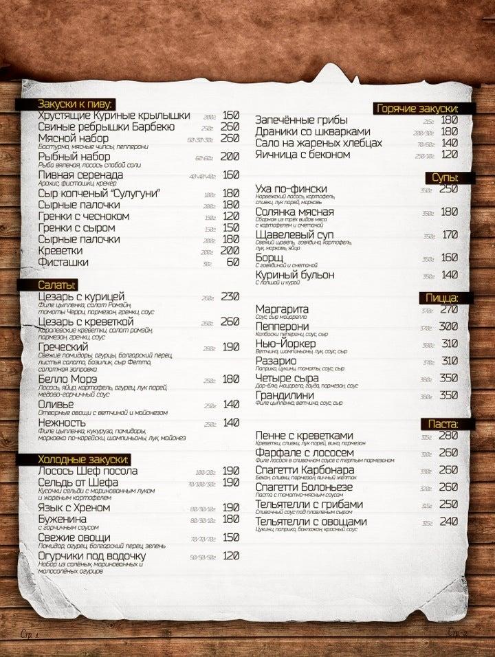 CafeCity меню