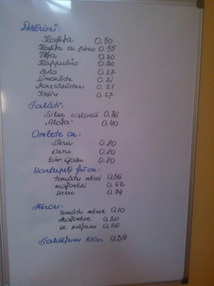Sturitis, kafejnica меню