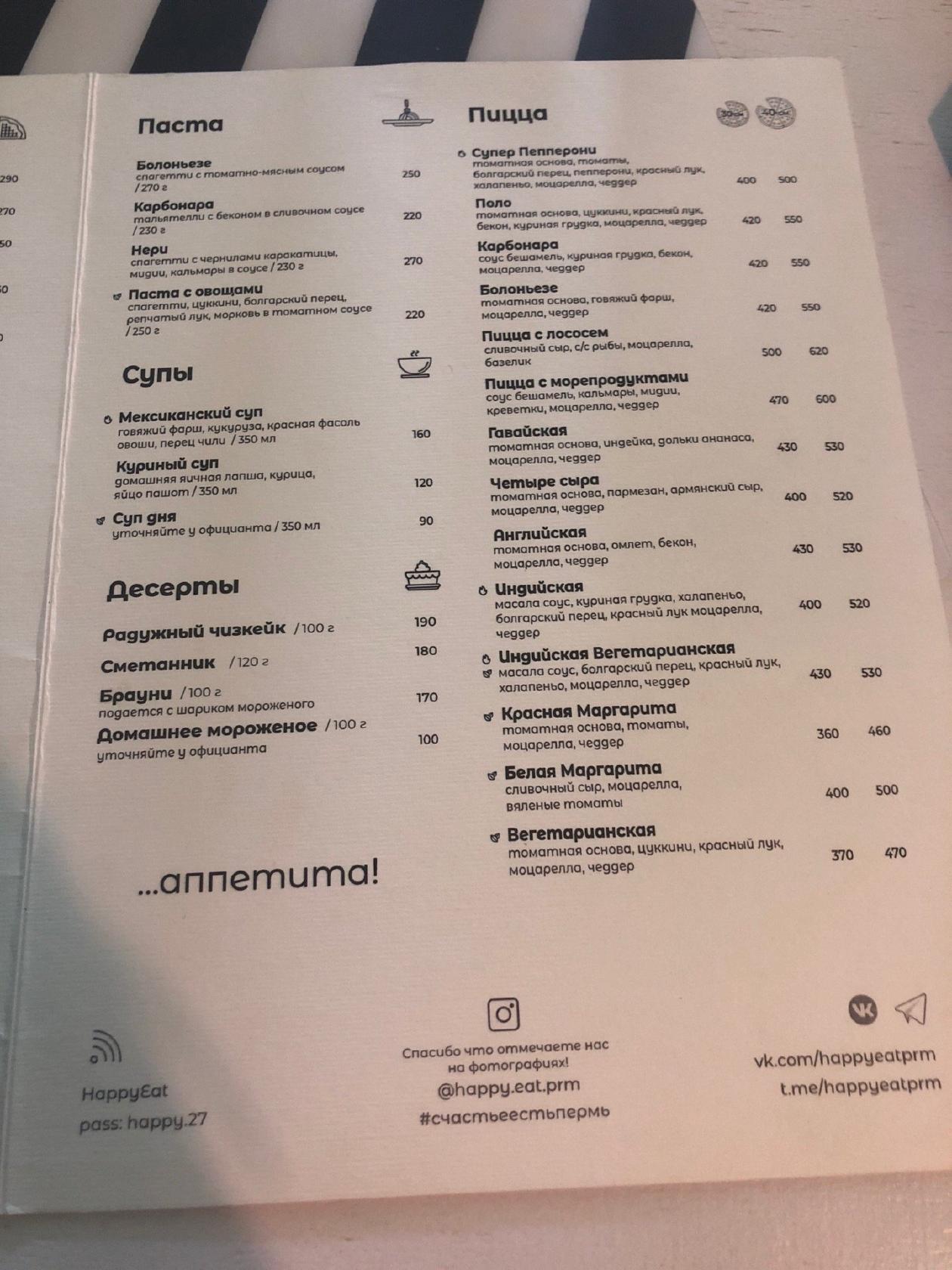 Happy Eat меню