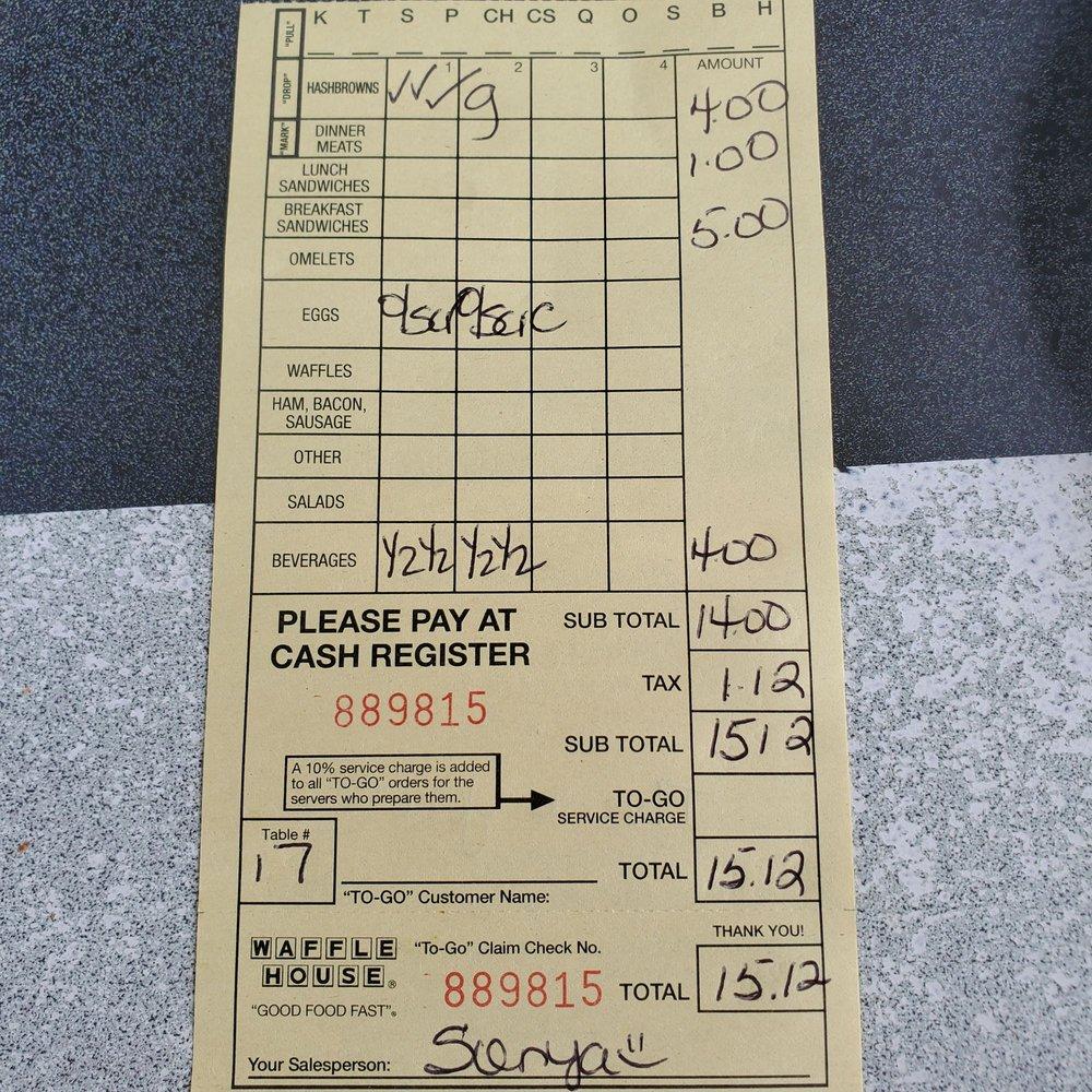 Waffle House меню