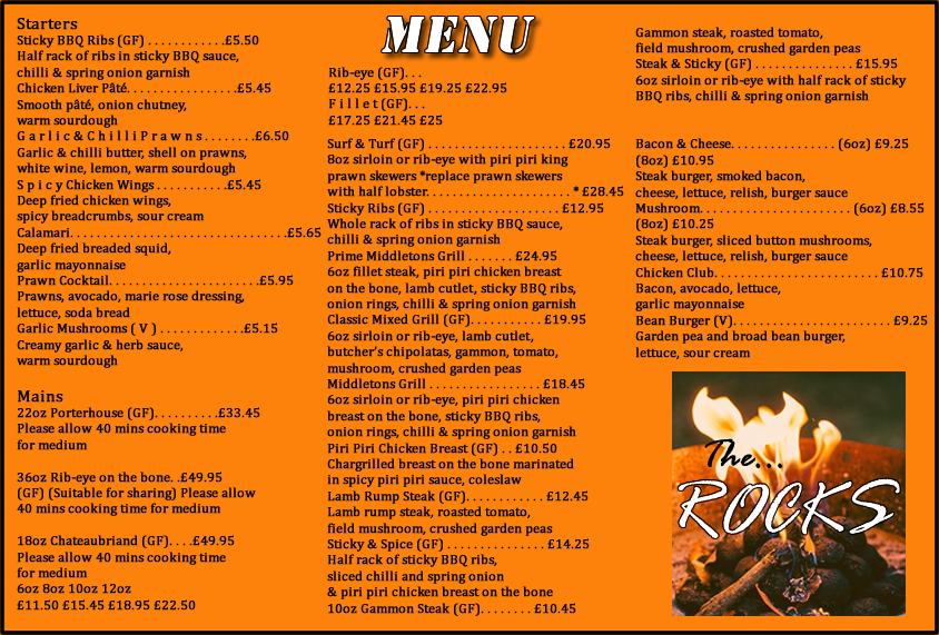 The Rocks Restaurant Brighton меню