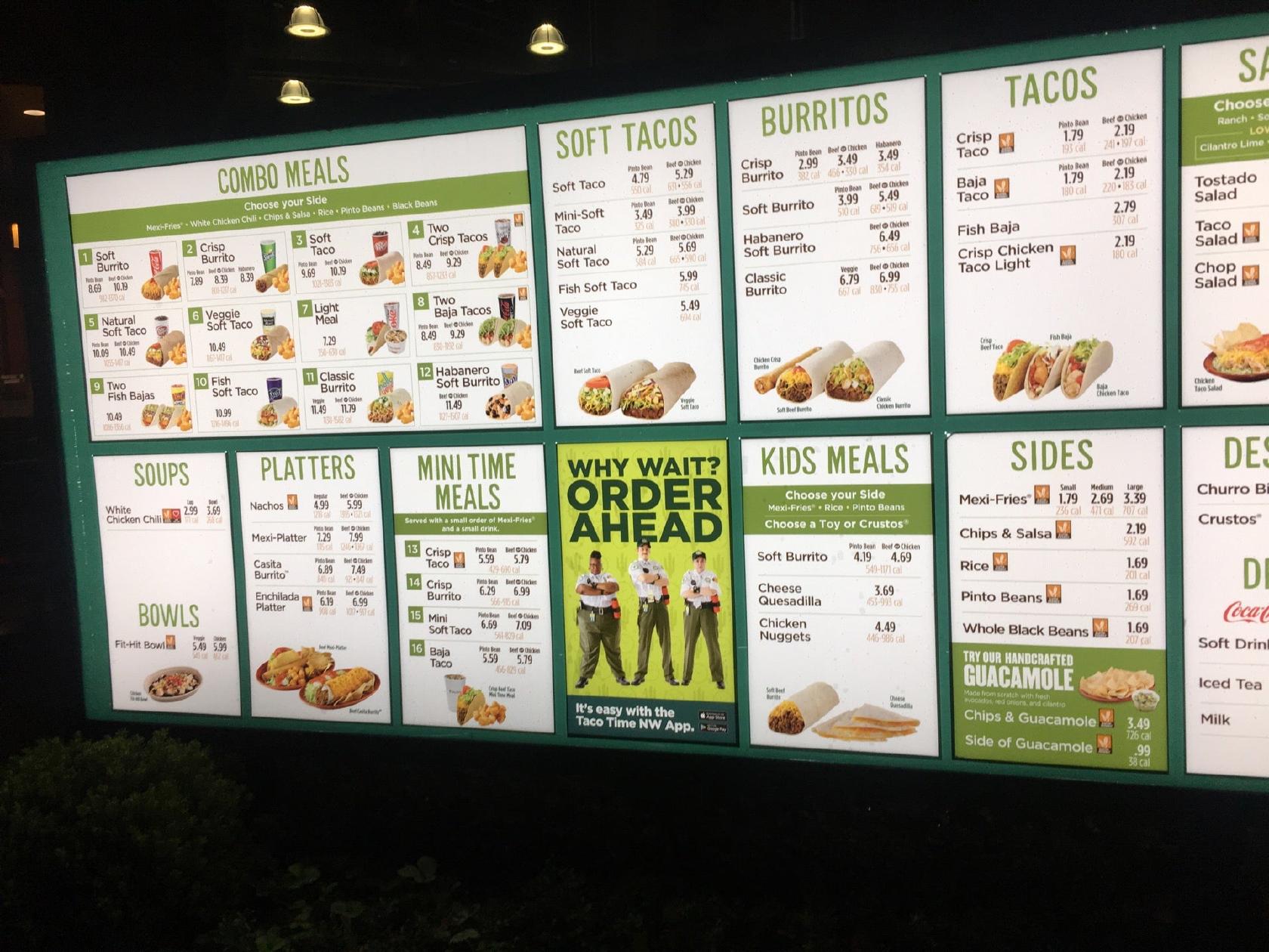 Taco Time меню