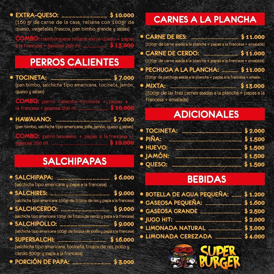 SuperBurger меню