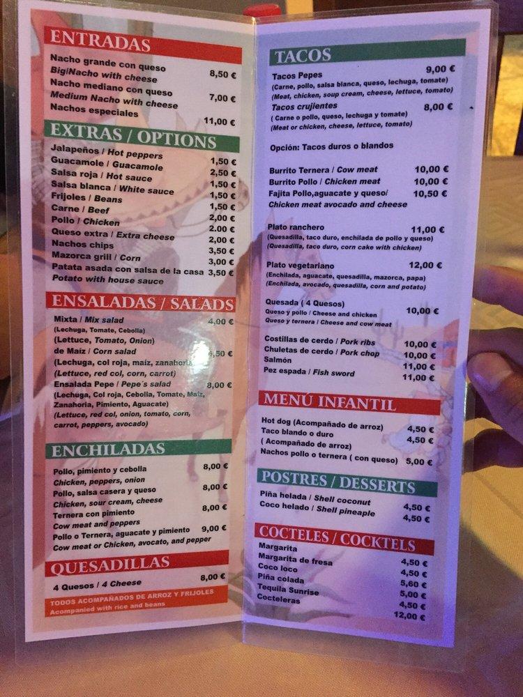 Pepe's Cantina Mexicana меню