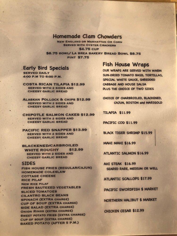 Fish house market and grill меню