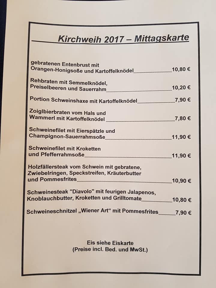 Zum Antoniuswirt Gaststätte Fam. Killermann меню