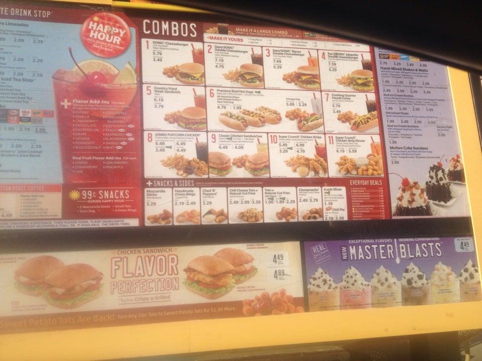 Sonic Drive-In меню