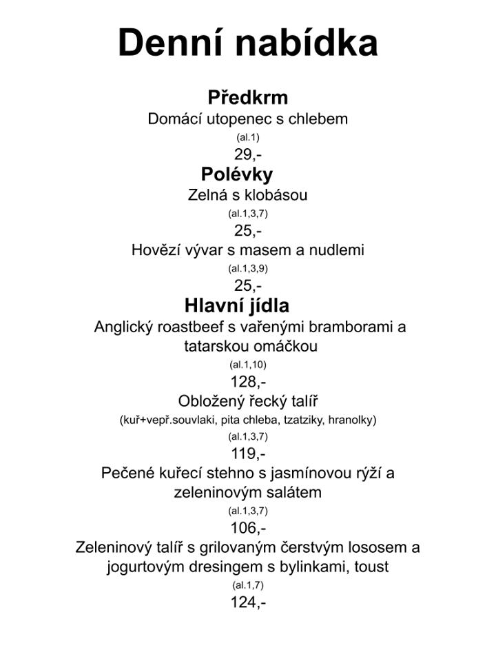 Restaurace U Císaře Rudolfa II. меню