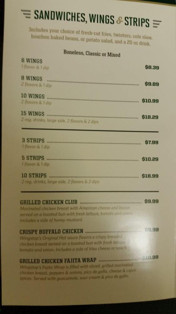 Wingstop меню
