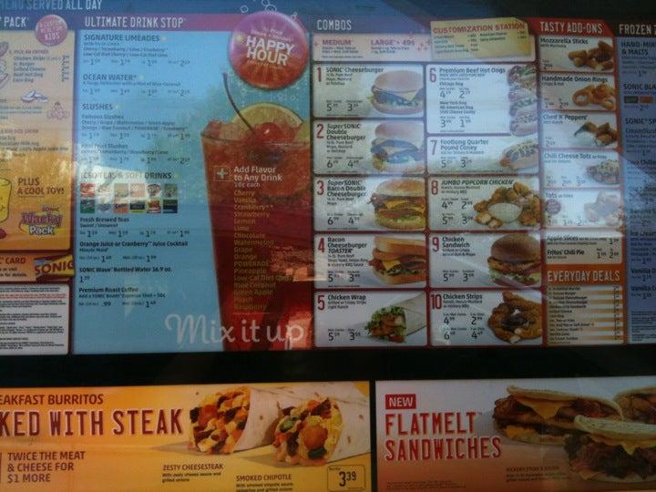 Sonic Drive-In меню
