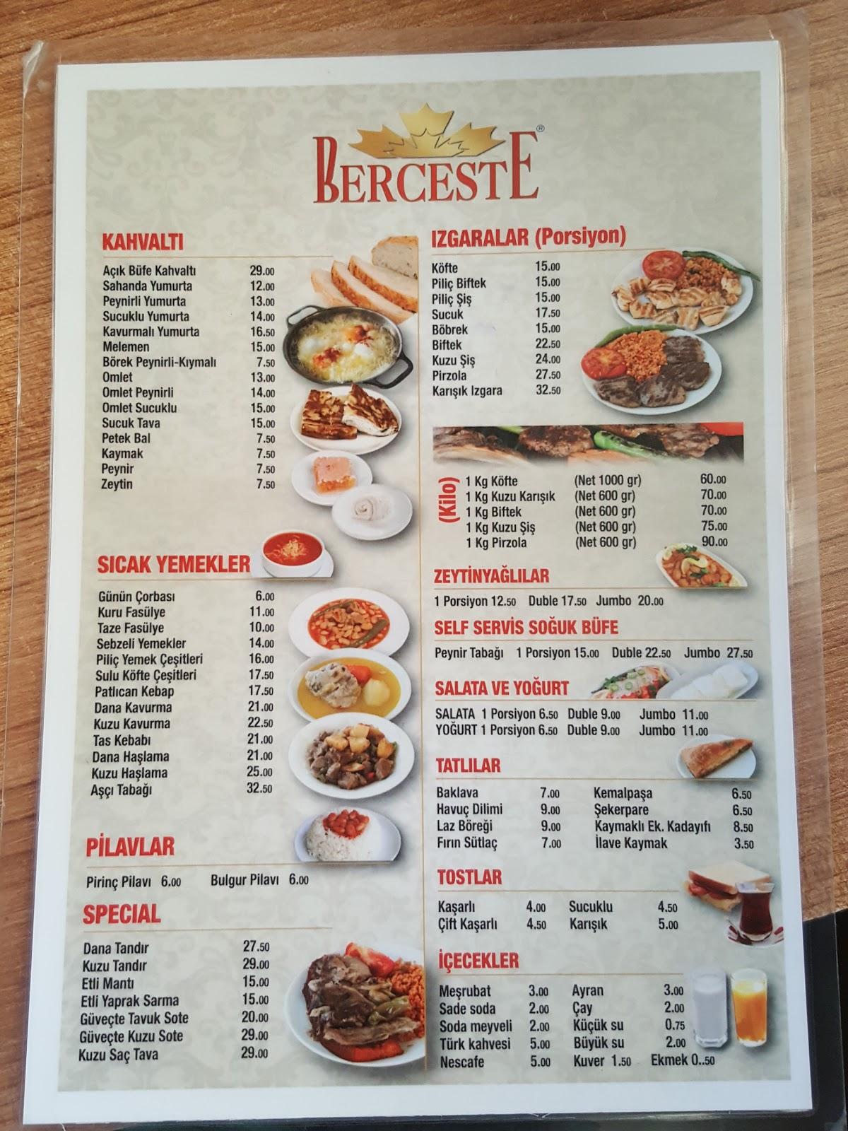 Berceste 3 Dinlenme Tesisleri - Sapanca -Sakarya меню