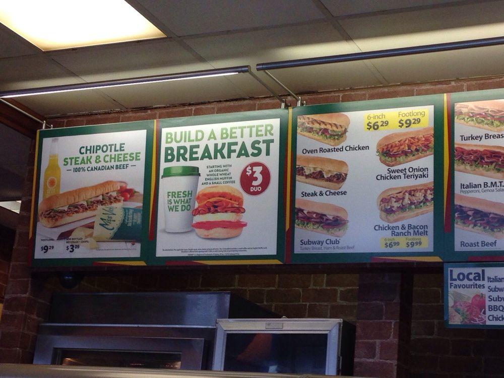 Subway меню