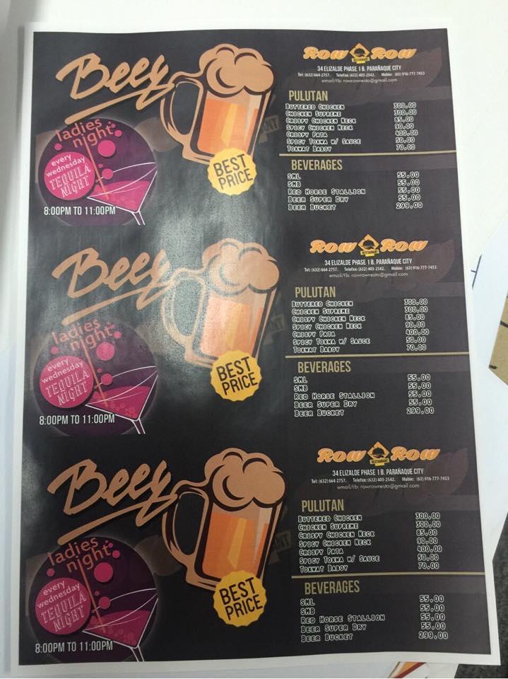 RowRow Restaurant меню