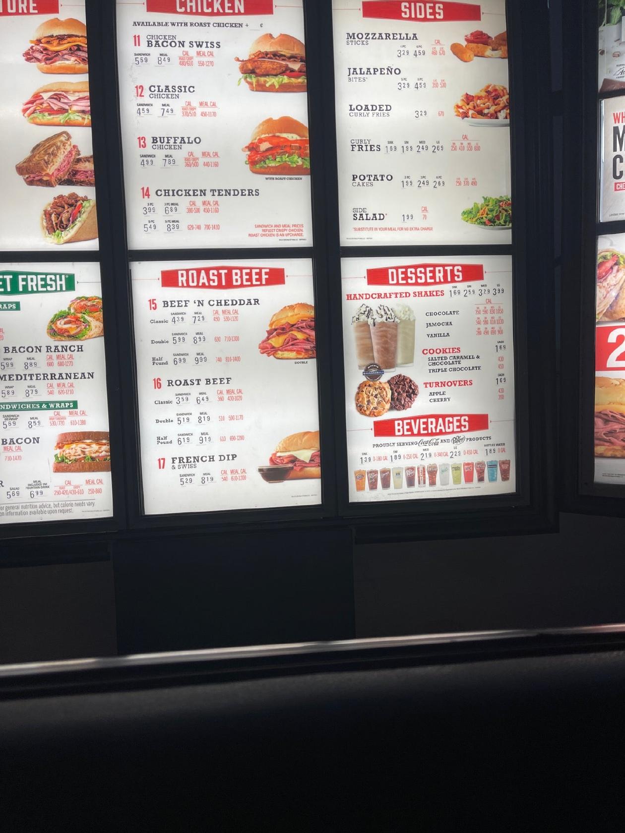 Arby's меню