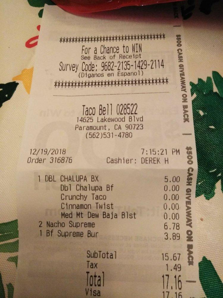 Taco Bell меню
