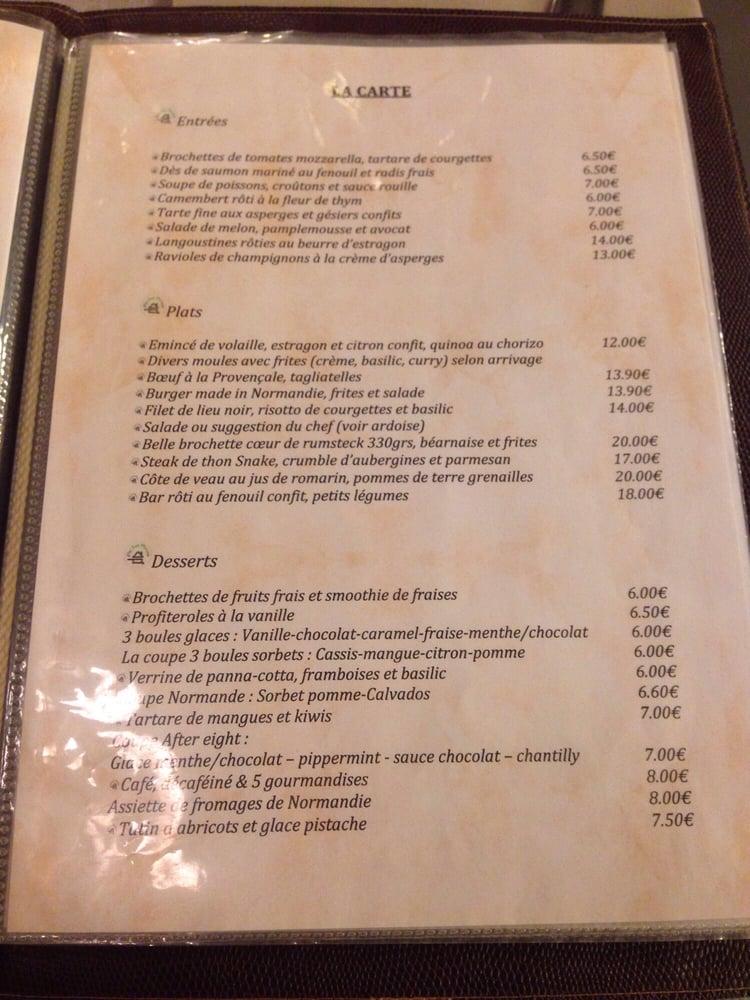 La Table des Hotes меню