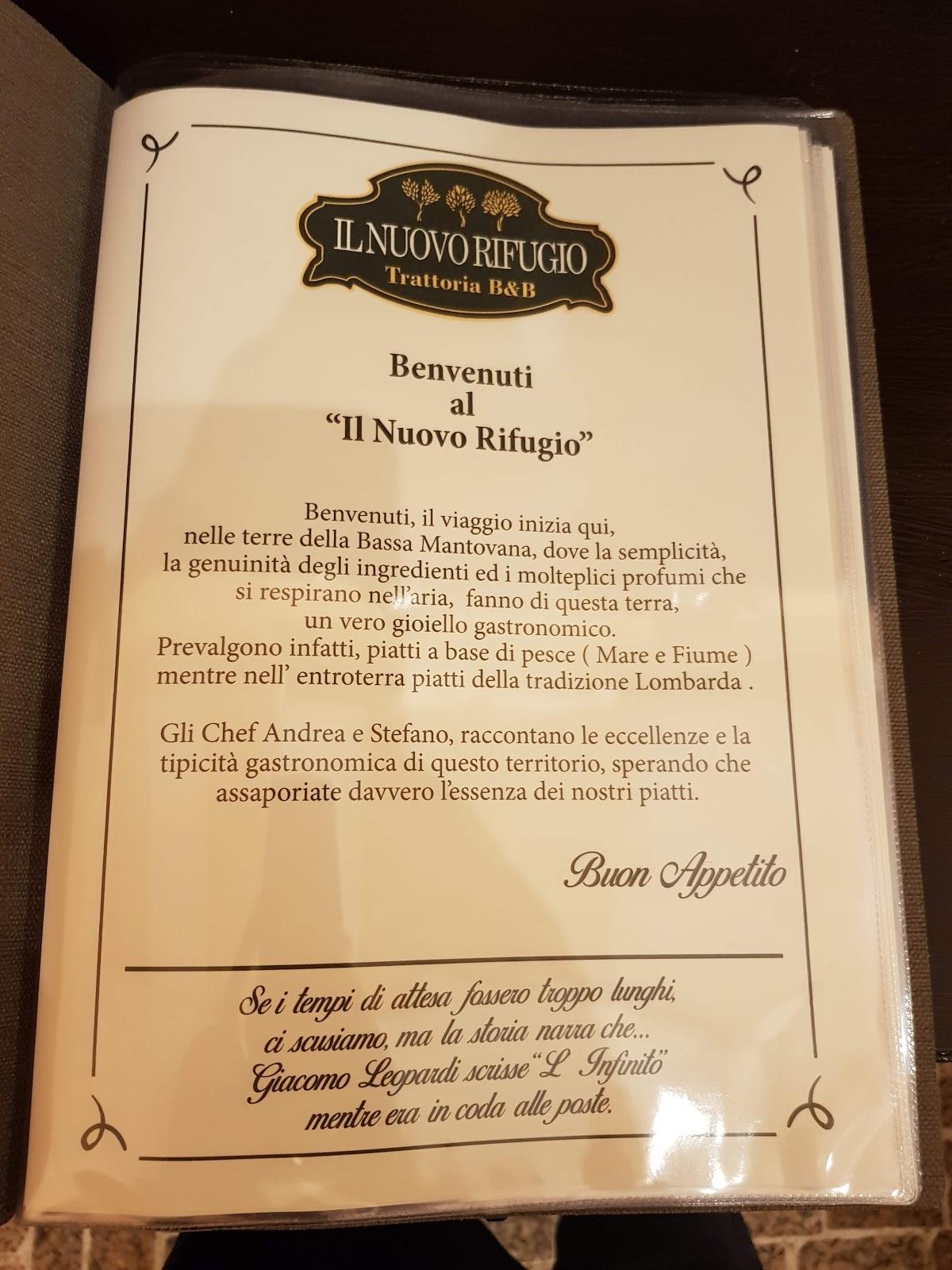 Trattoria Il Nuovo Rifugio меню