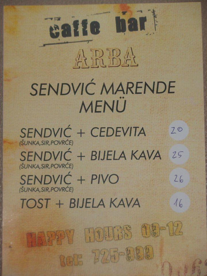 Caffe Arba меню