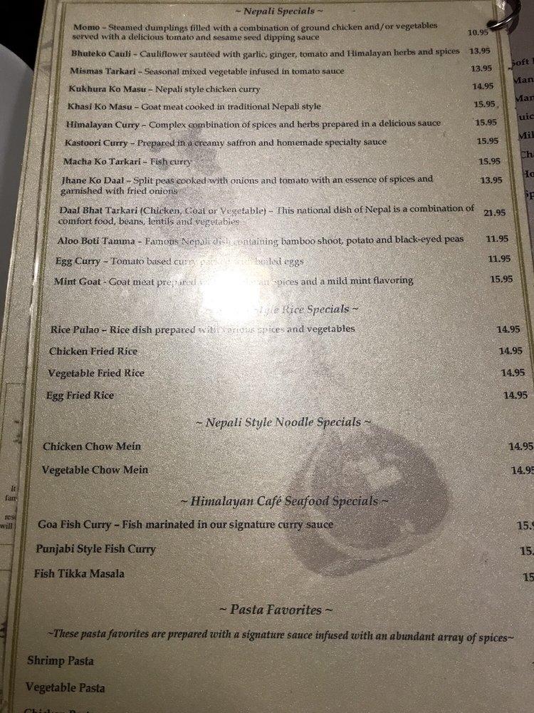 Himalayan Cafe меню