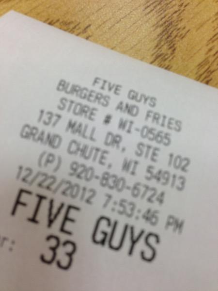 Five Guys меню
