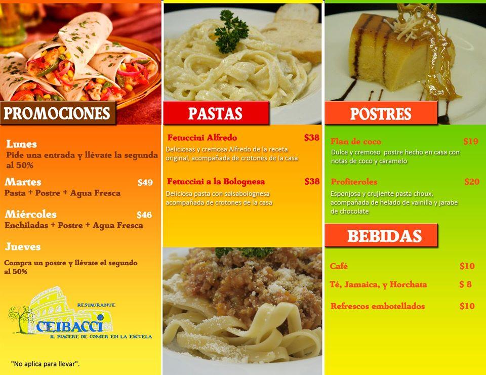 Ceibacci Restaurante меню