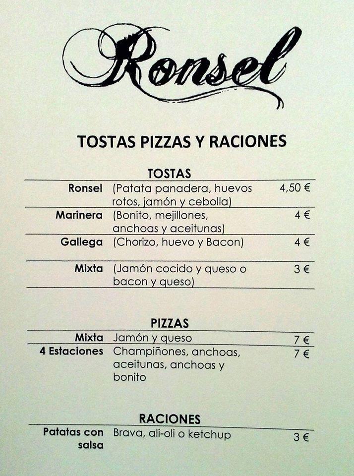 Ronsel Café-Bar меню