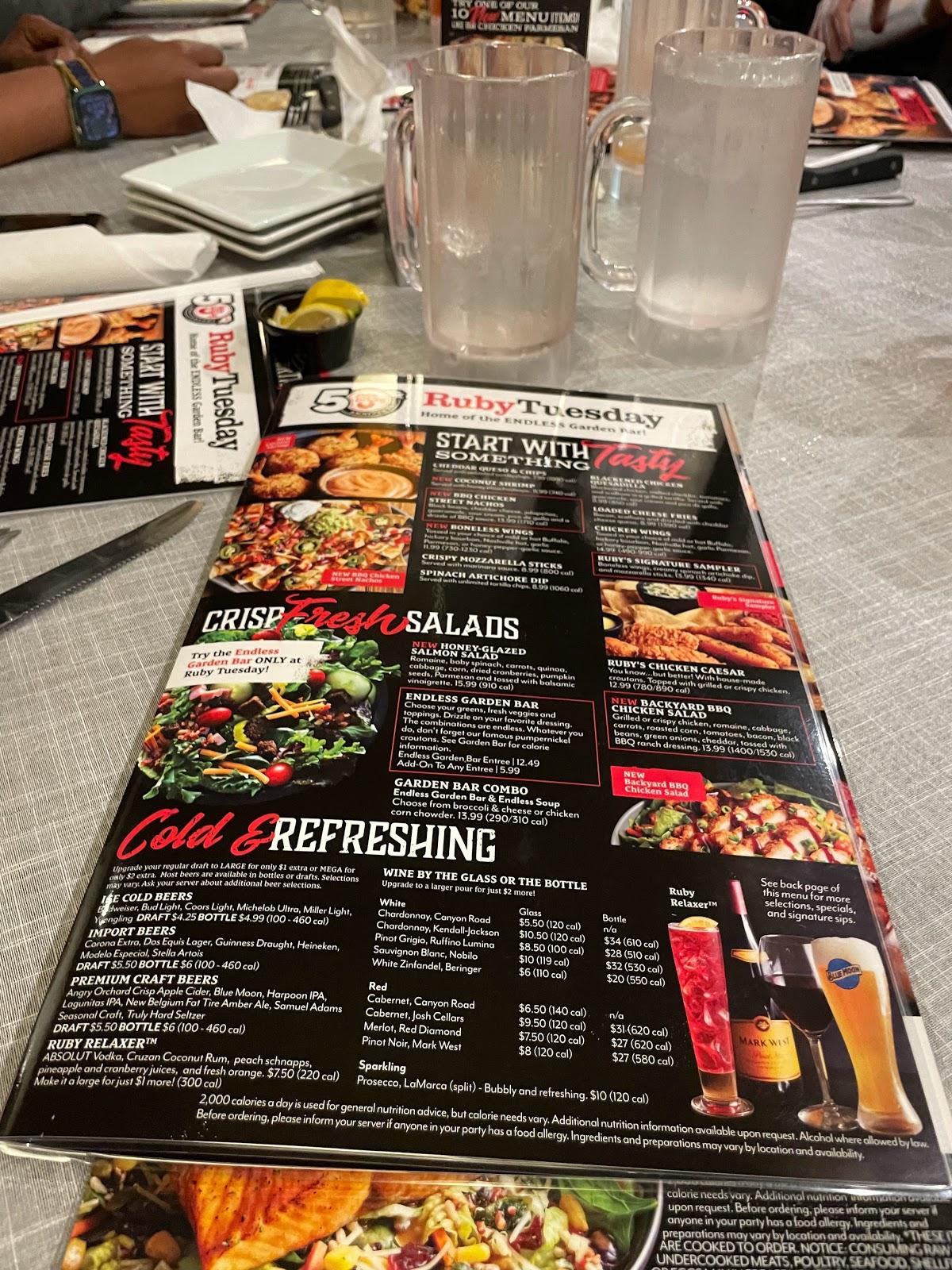 Ruby Tuesday меню