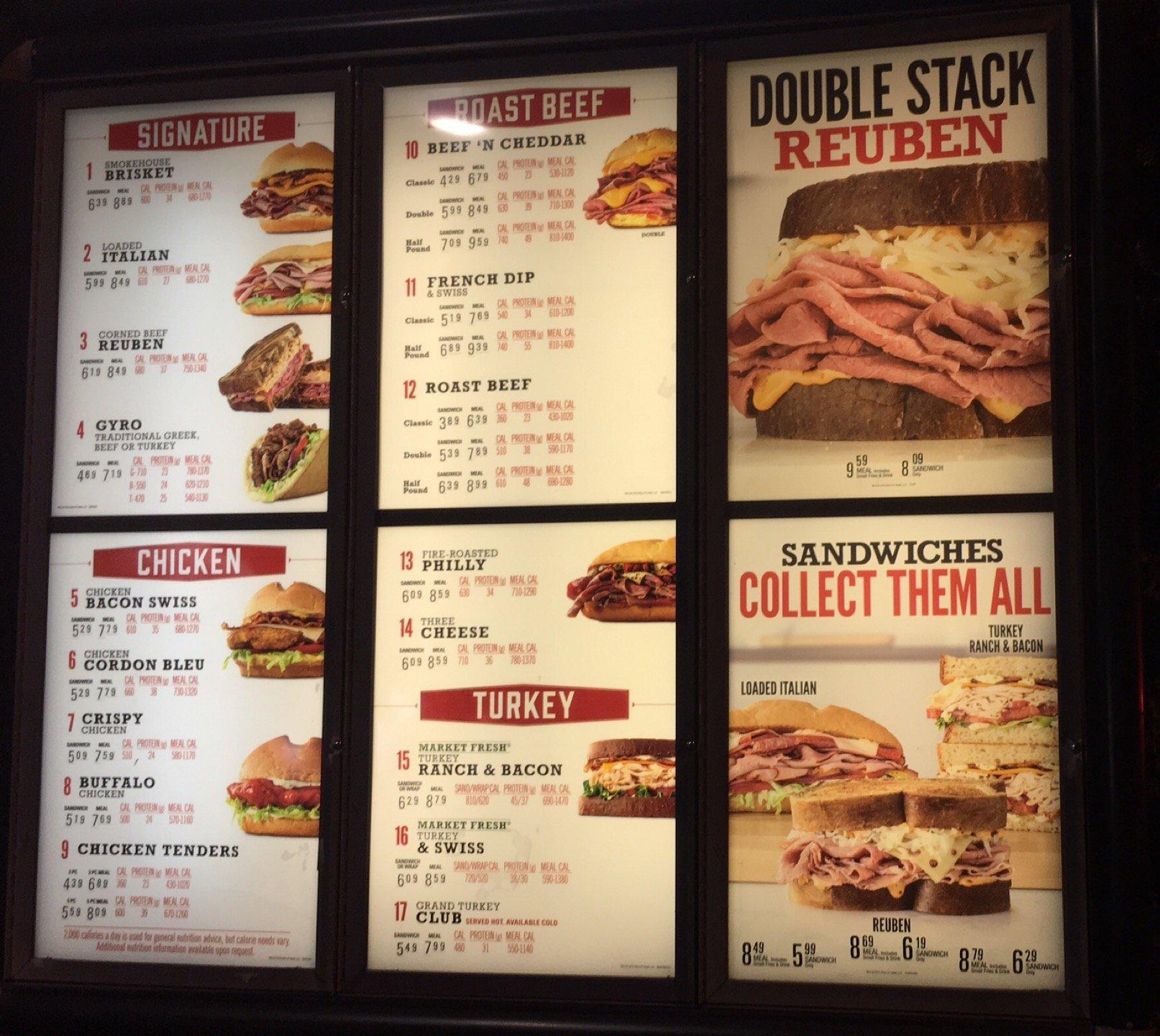 Arby's меню