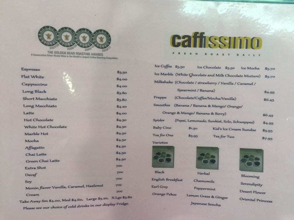 Caffissimo меню