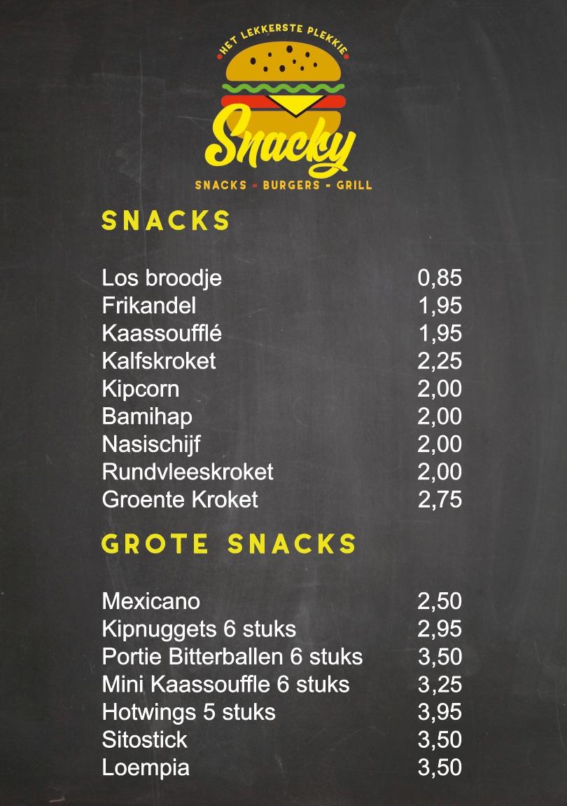 Snacky меню