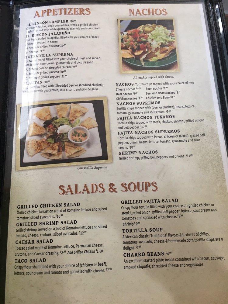 El Rincon 2 меню