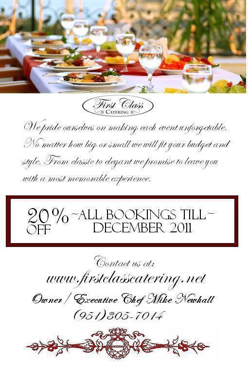 First Class Catering меню