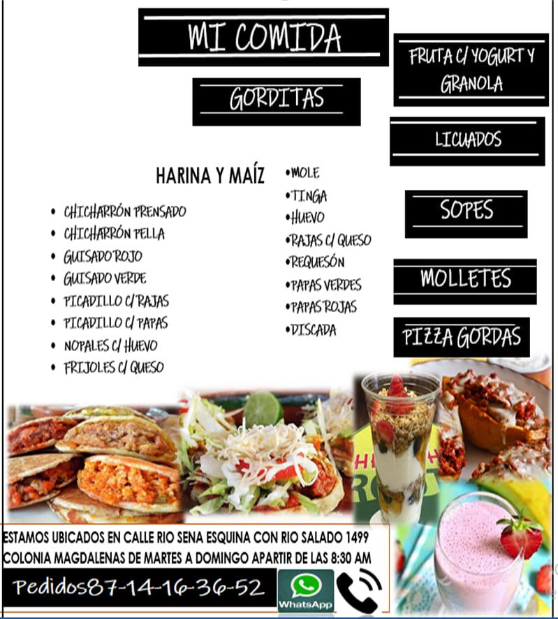 Gorditas rio sena меню