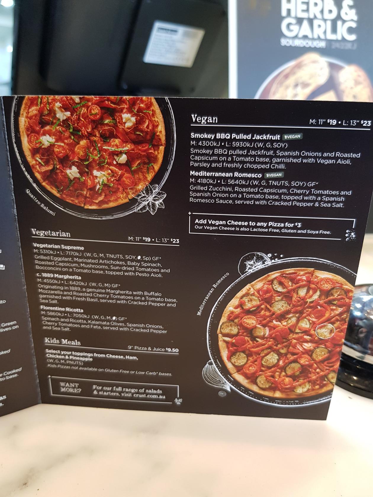 Crust Pizza Bentleigh меню