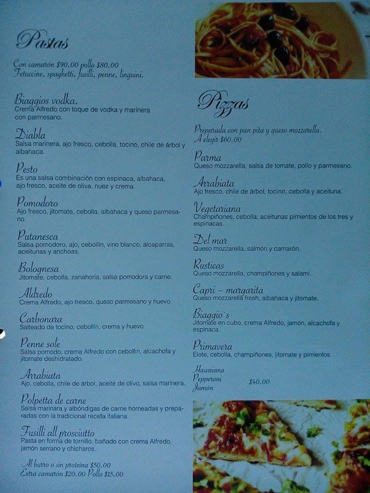 Biaggios Ristorante Italian меню