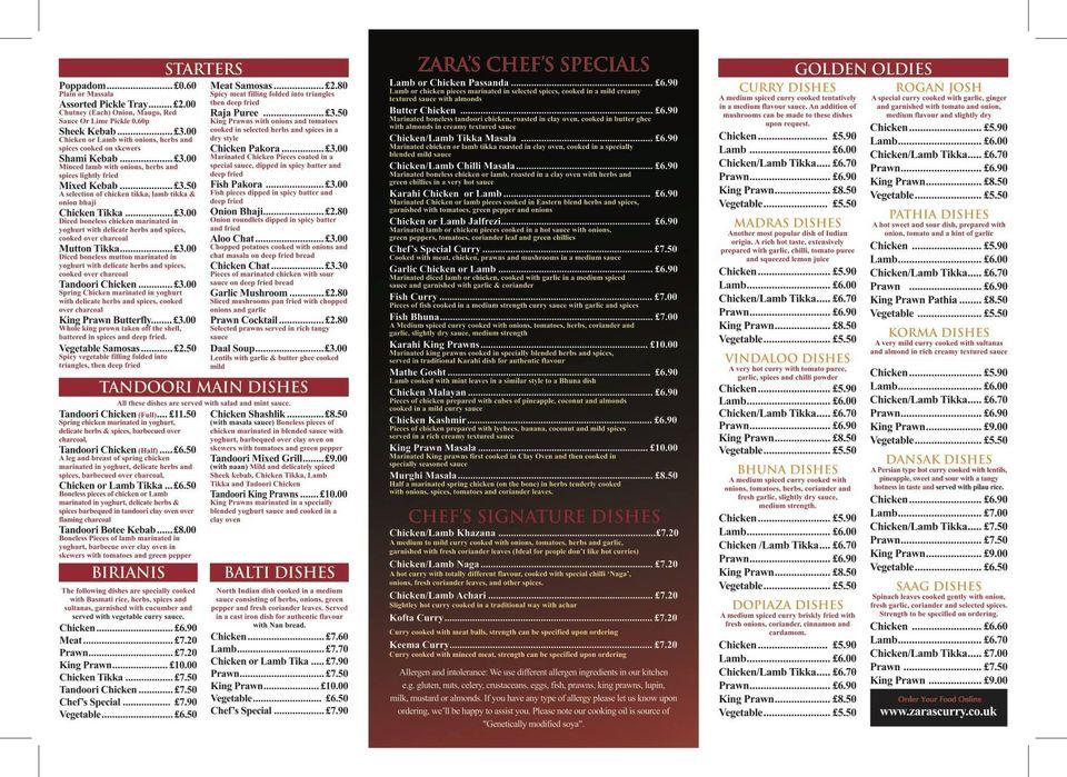 ZARAS restaurant меню