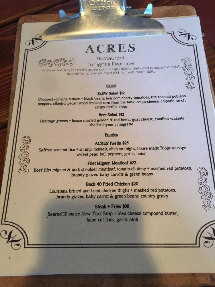 Acres меню