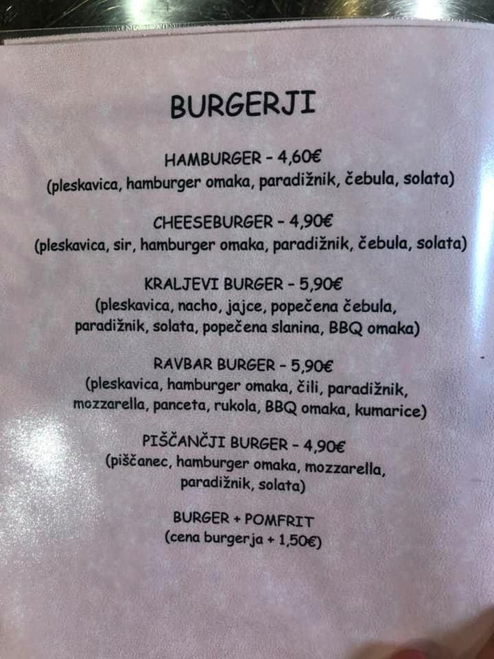 Pub Ravbar меню
